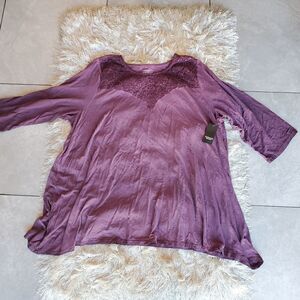 ‎Torrid Women's Purple Lace Yoke Sharbite Top Size 4x Super Soft